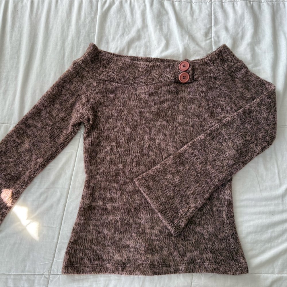 Women's Brown Sweater with Button Detail